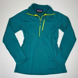 Patagonia R1 Polartec Grid Fleece 1/4 Zip Pullover Womens XS Teal